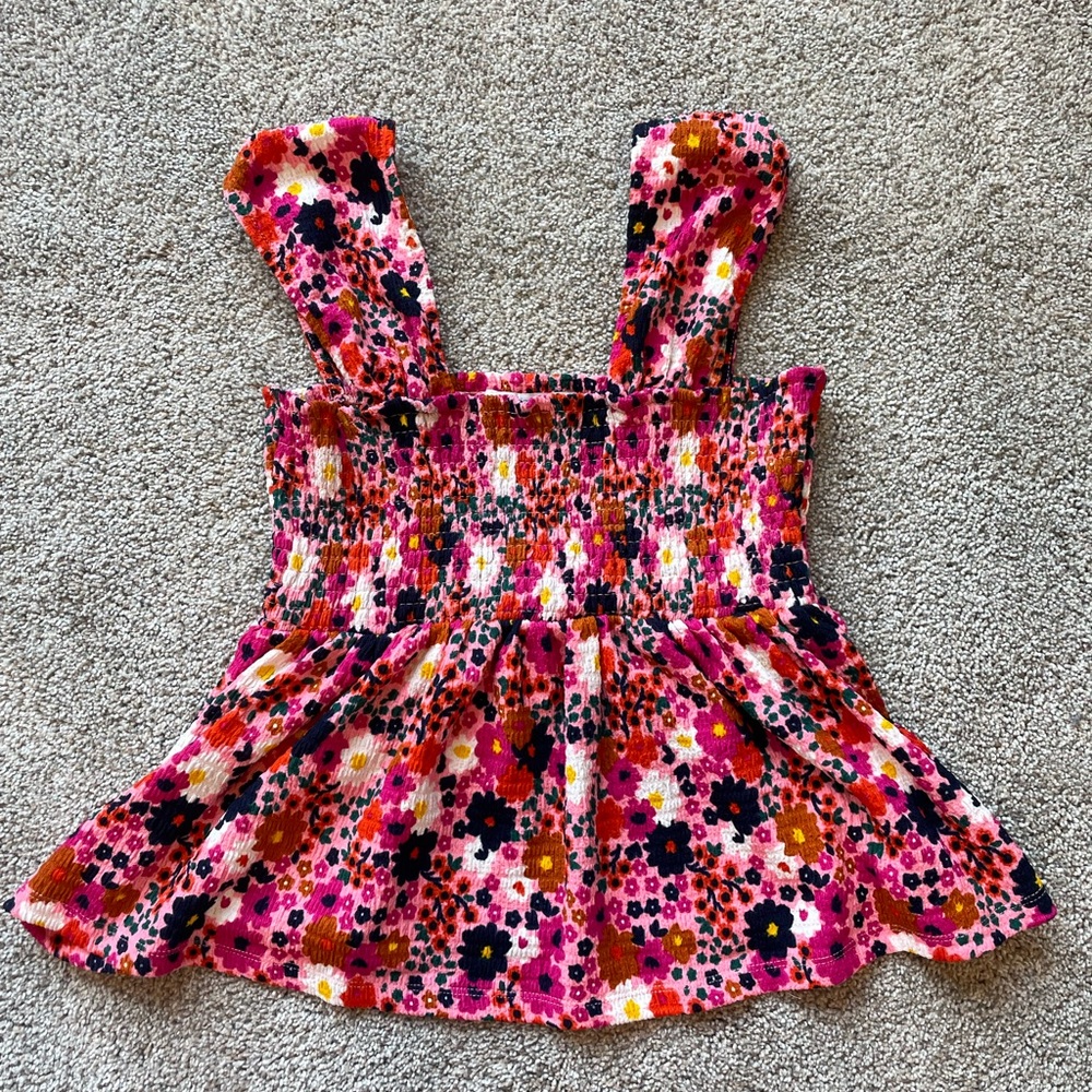 Womens Smocked Floral Peplum Top- Size Small